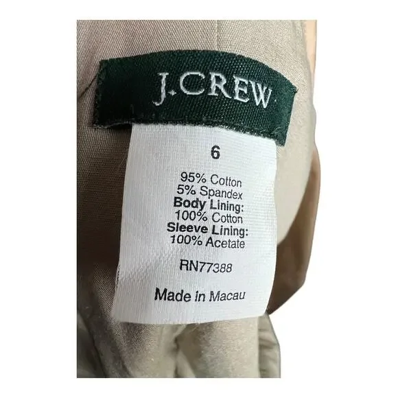 Vintage J.Crew Womens Blazer Jacket Academia Twee Preppy Tan 6 Cotton 2004 - Picture 5 of 6
